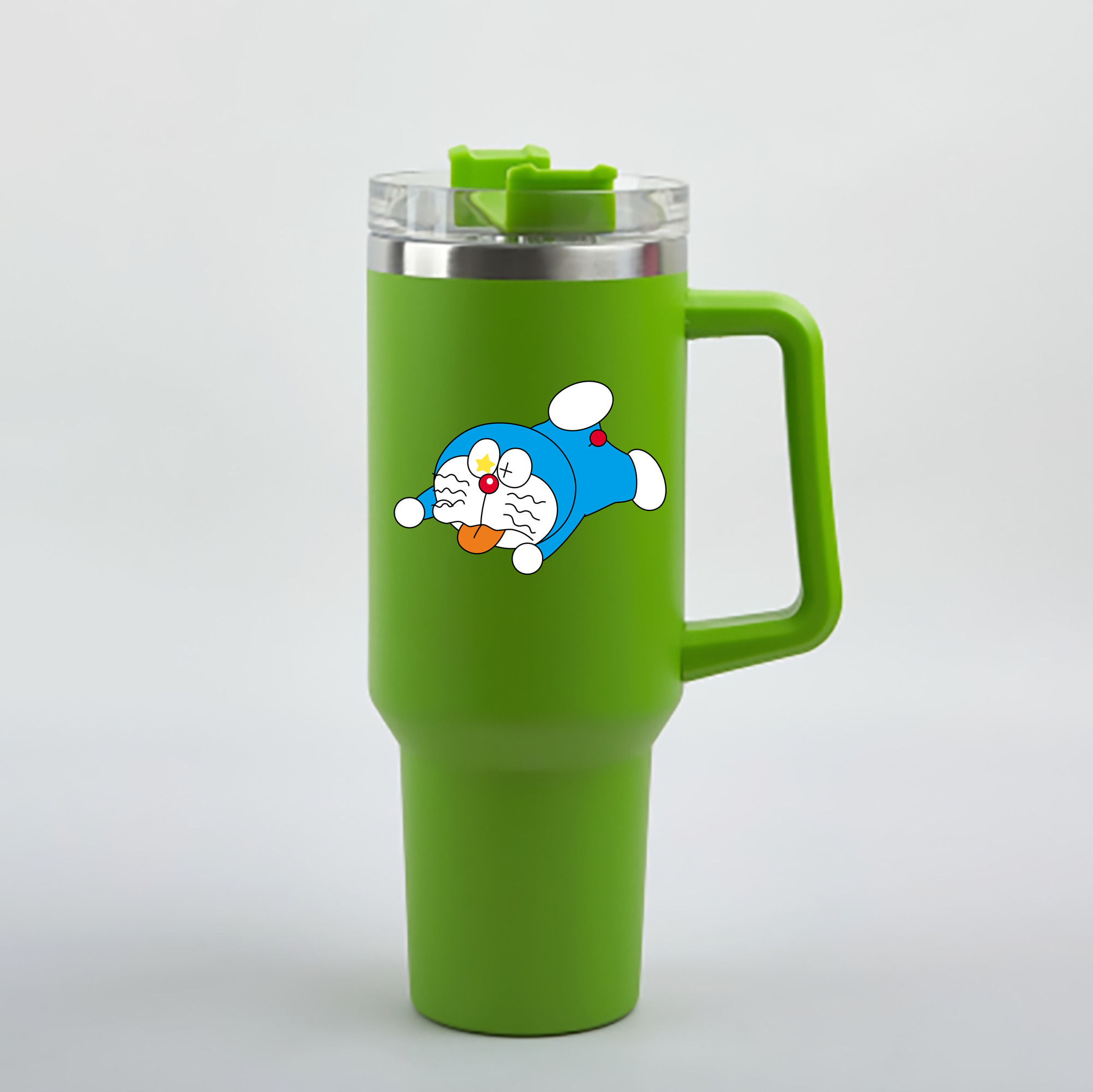 （画像用） ドラえもん Doraemon 1200mL車用タンブラー - クリスタルステッカー（プラスチックストロー付き）